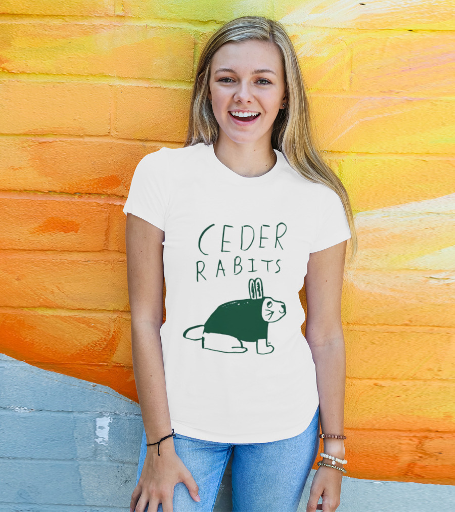 Cedar Rapids Ceder Rabits Playful Drawing T-Shirt