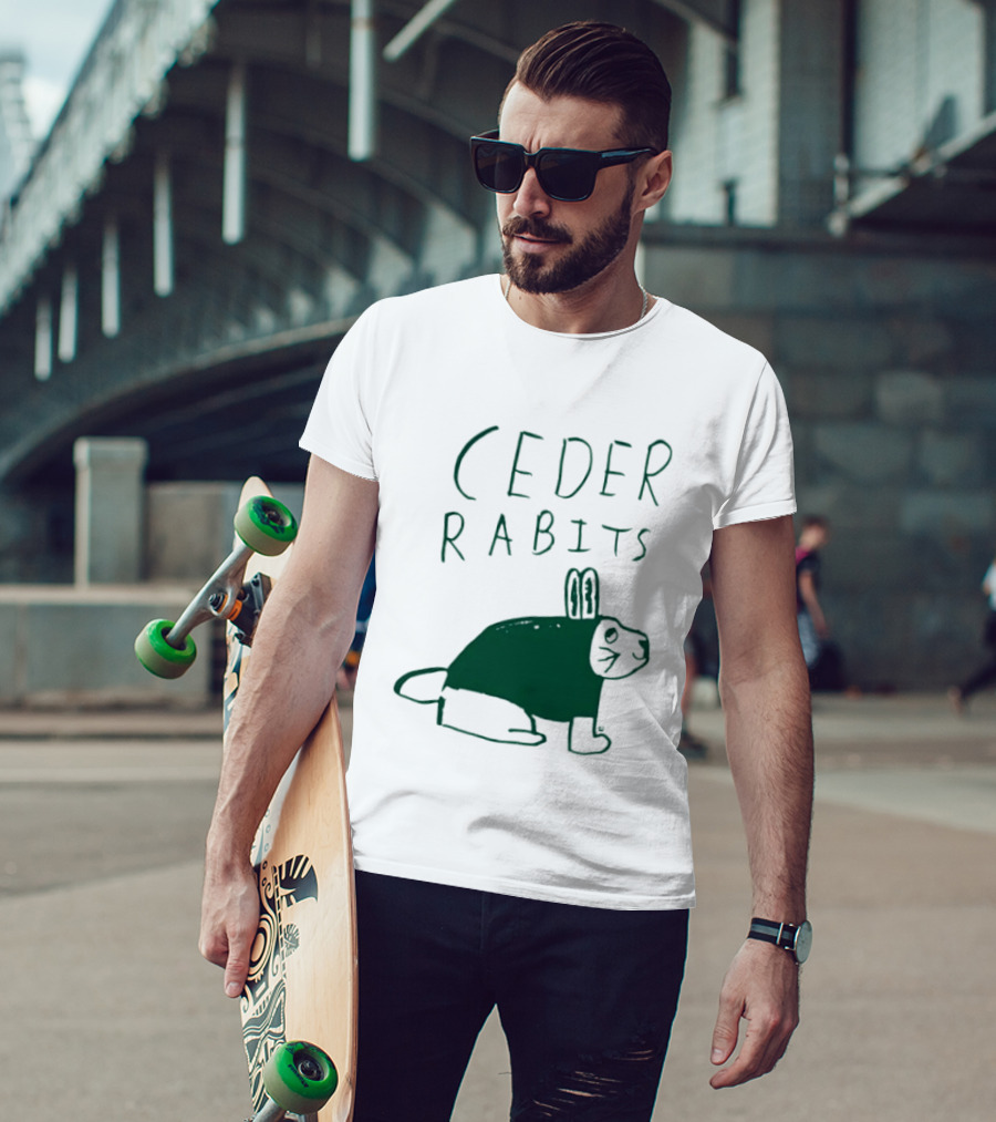 Cedar Rapids Ceder Rabits Playful Drawing T-Shirt