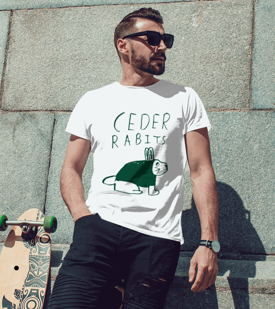Cedar Rapids Ceder Rabits Playful Drawing T-Shirt