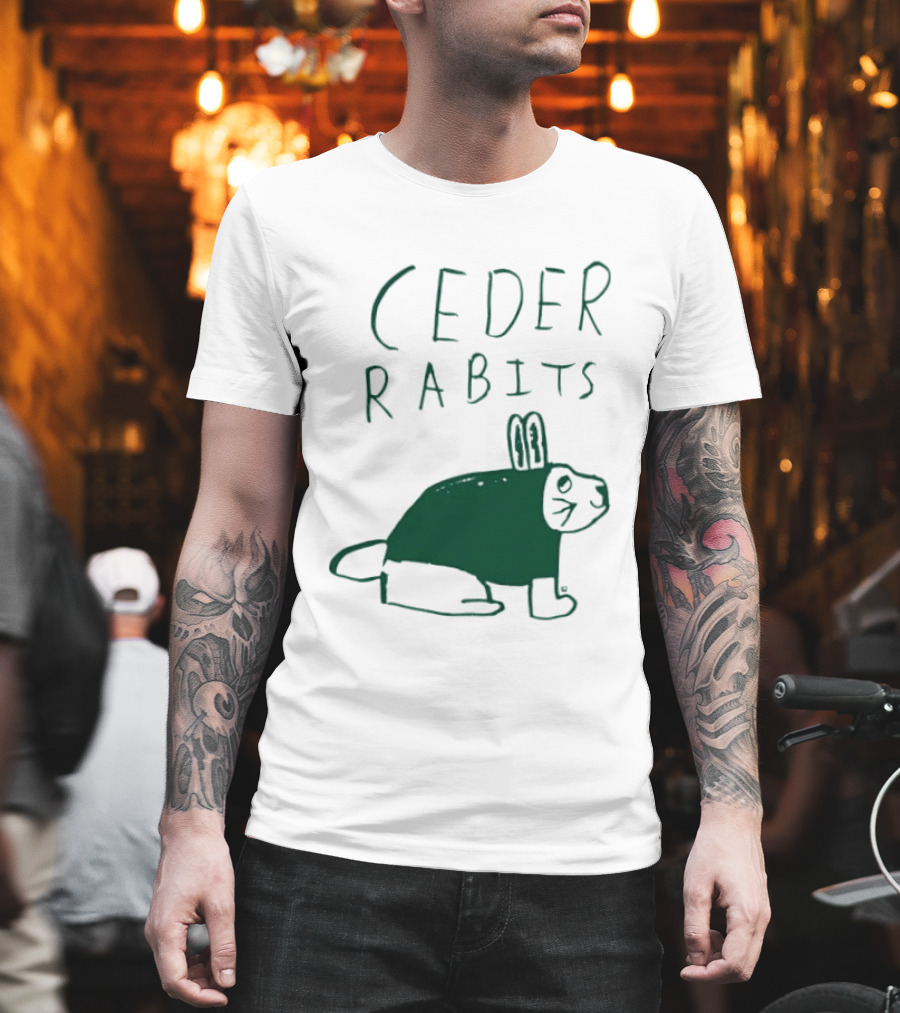 Cedar Rapids Ceder Rabits Playful Drawing T-Shirt