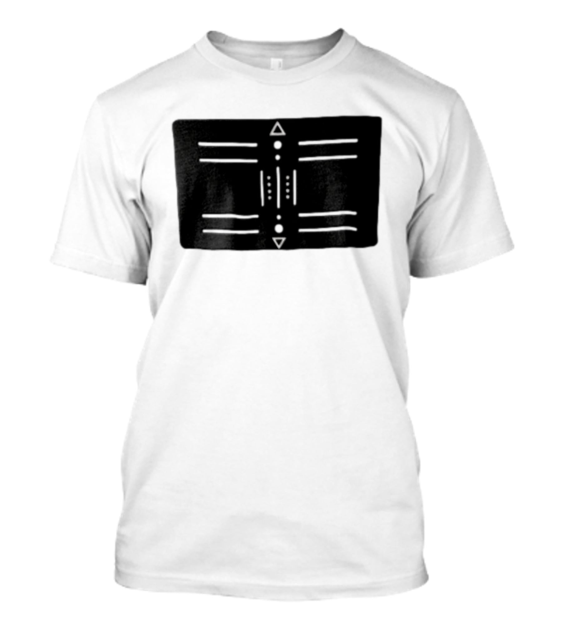 Black Geometric Tribal Design With Triangles And Dots T-Shirt