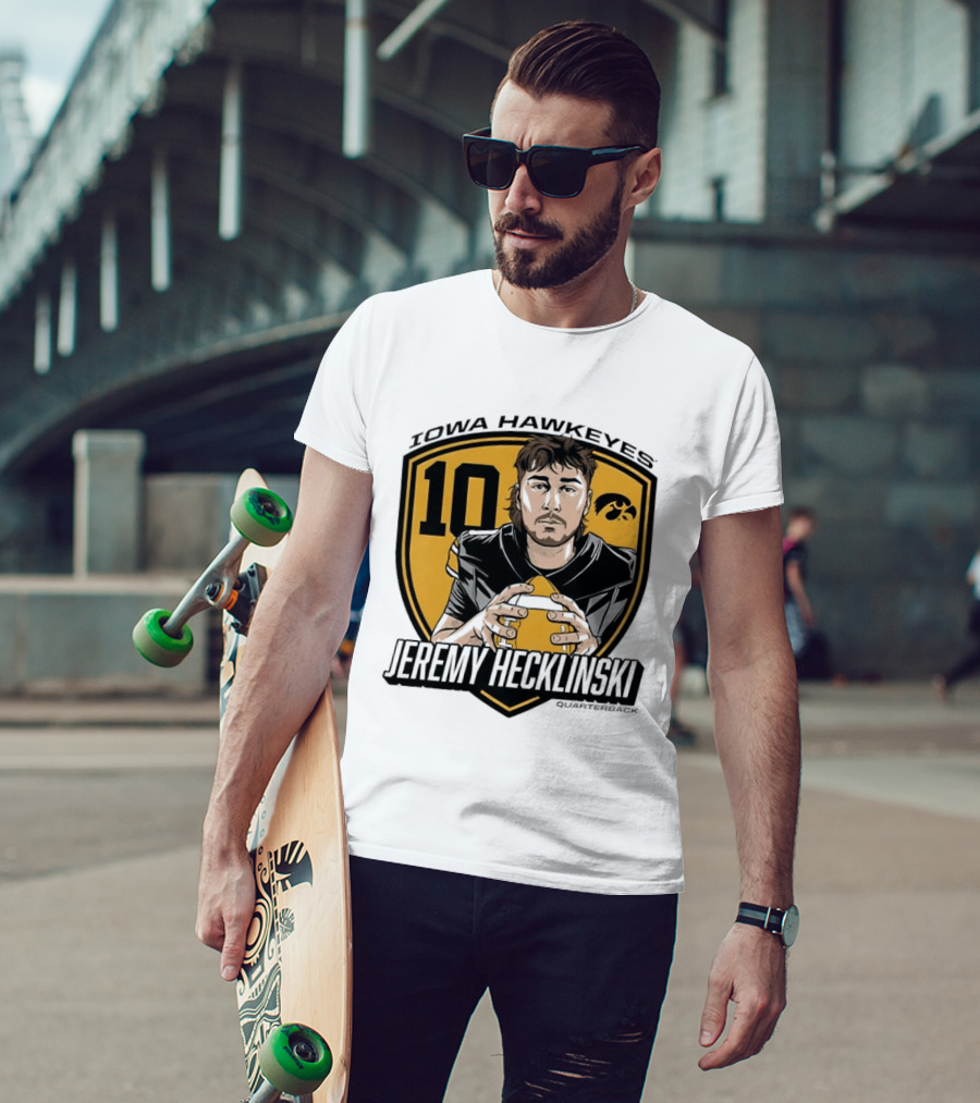 Iowa Hawkeyes 10 Jeremy Hecklinski Football Gold T-Shirt