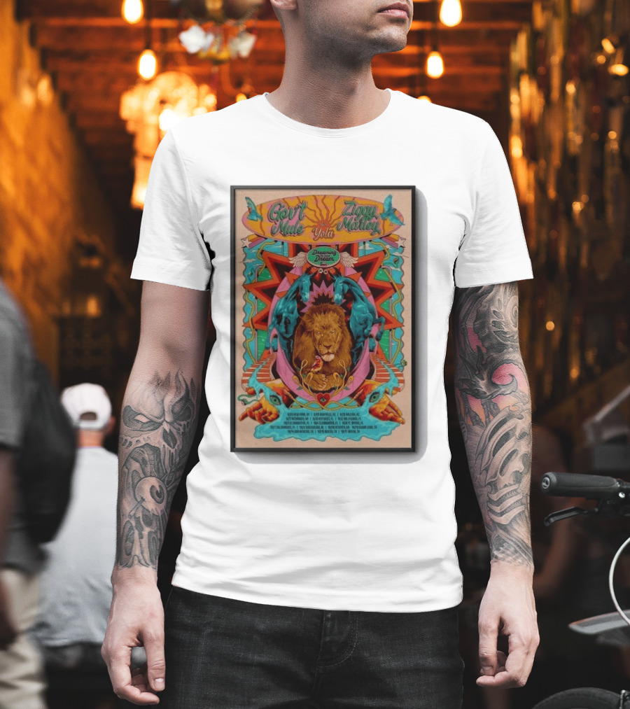 Gov't Mule Ziggy Marley Yola Dreaming The Same Dream Tour 2026 Lion Art And Dates T-Shirt