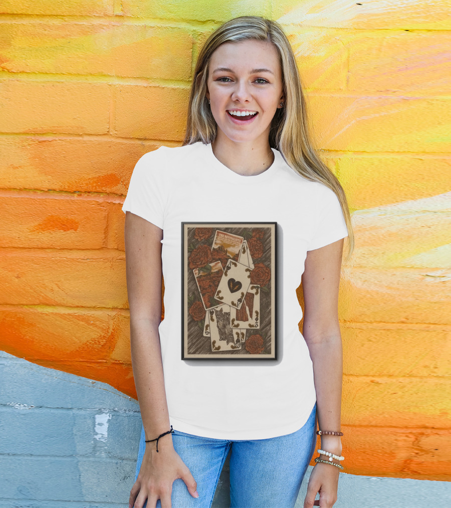 The Revivalists Red Rocks Amphitheatre Playing Cards Floral Art 9 25 2026 T-Shirt