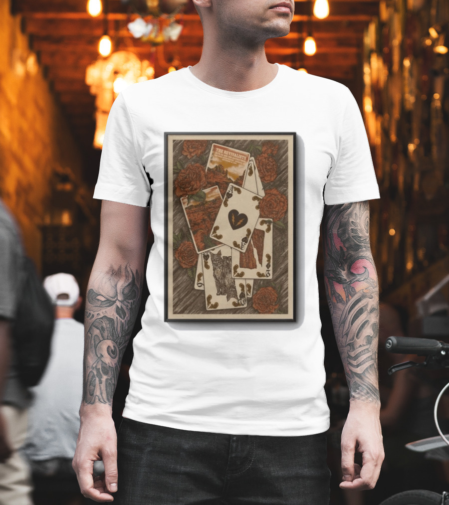 The Revivalists Red Rocks Amphitheatre Playing Cards Floral Art 9 25 2026 T-Shirt