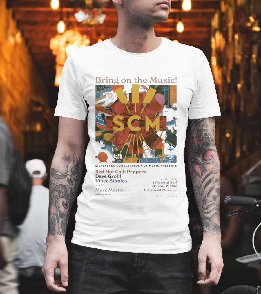 Bring On The Music Silverlake Conservatory Red Hot Chili Peppers Dave Grohl Vince Staples Event October 17 2026 Hollywood Palladium T-Shirt