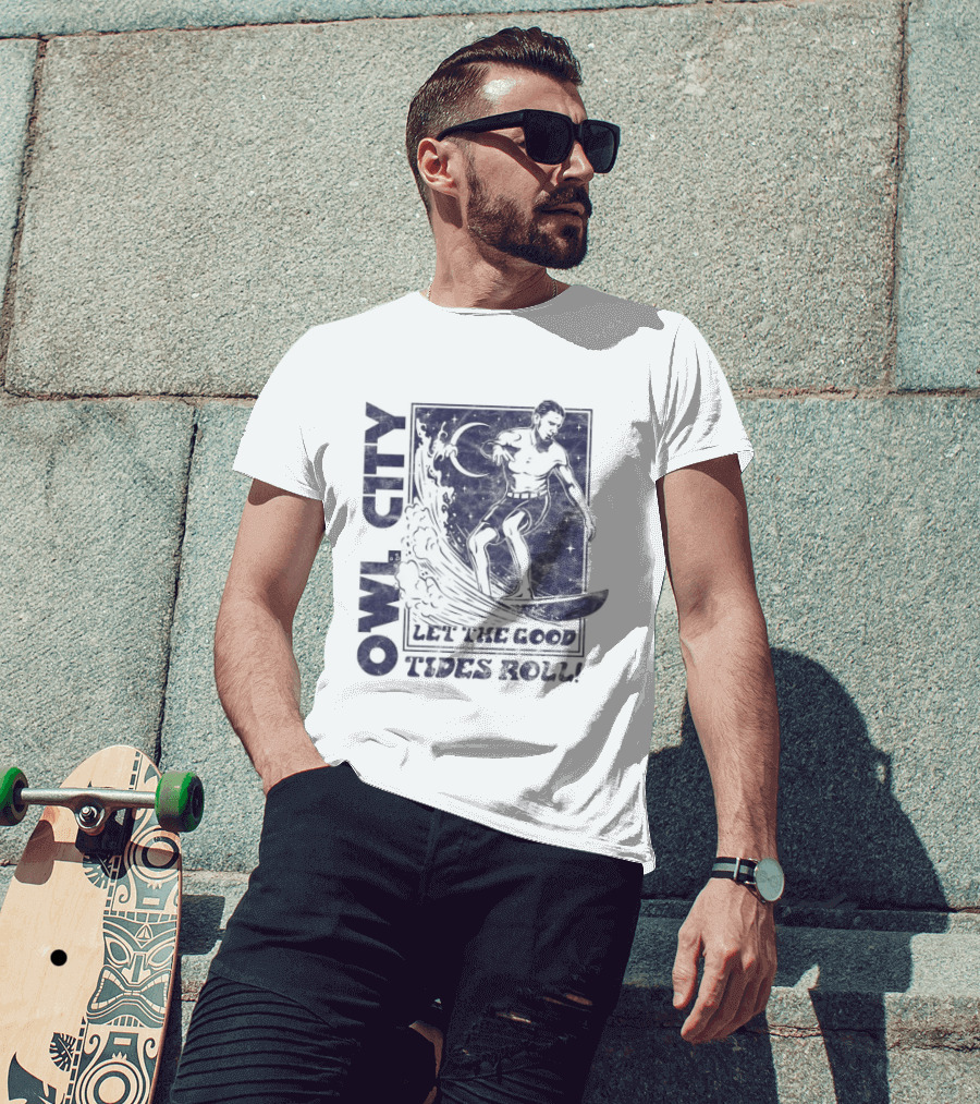 Owl City Let The Good Tides Roll Surfer Wave Adventure T-Shirt