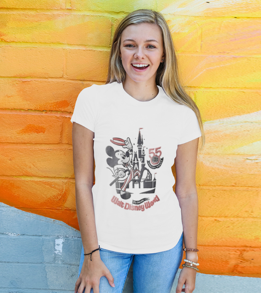 Walt Disney World Mickey Mouse 55 Magical Years Tipping Hat Castle T-Shirt