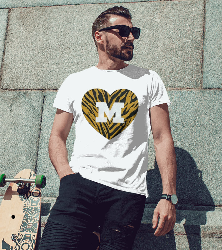 Mizzou Heart M Tiger Stripes Bold Spirit T-Shirt