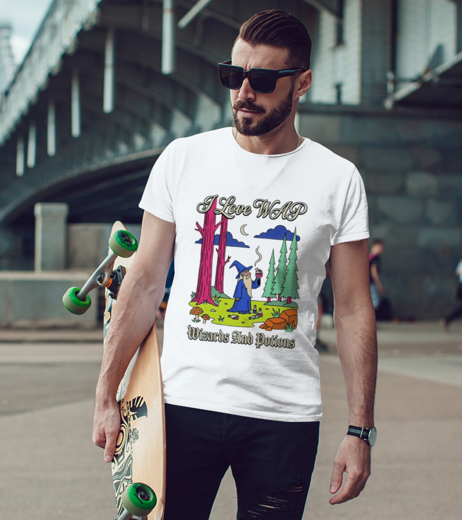 I Love WAP Wizards And Potions Vintage Wizard Forest Scene T-Shirt