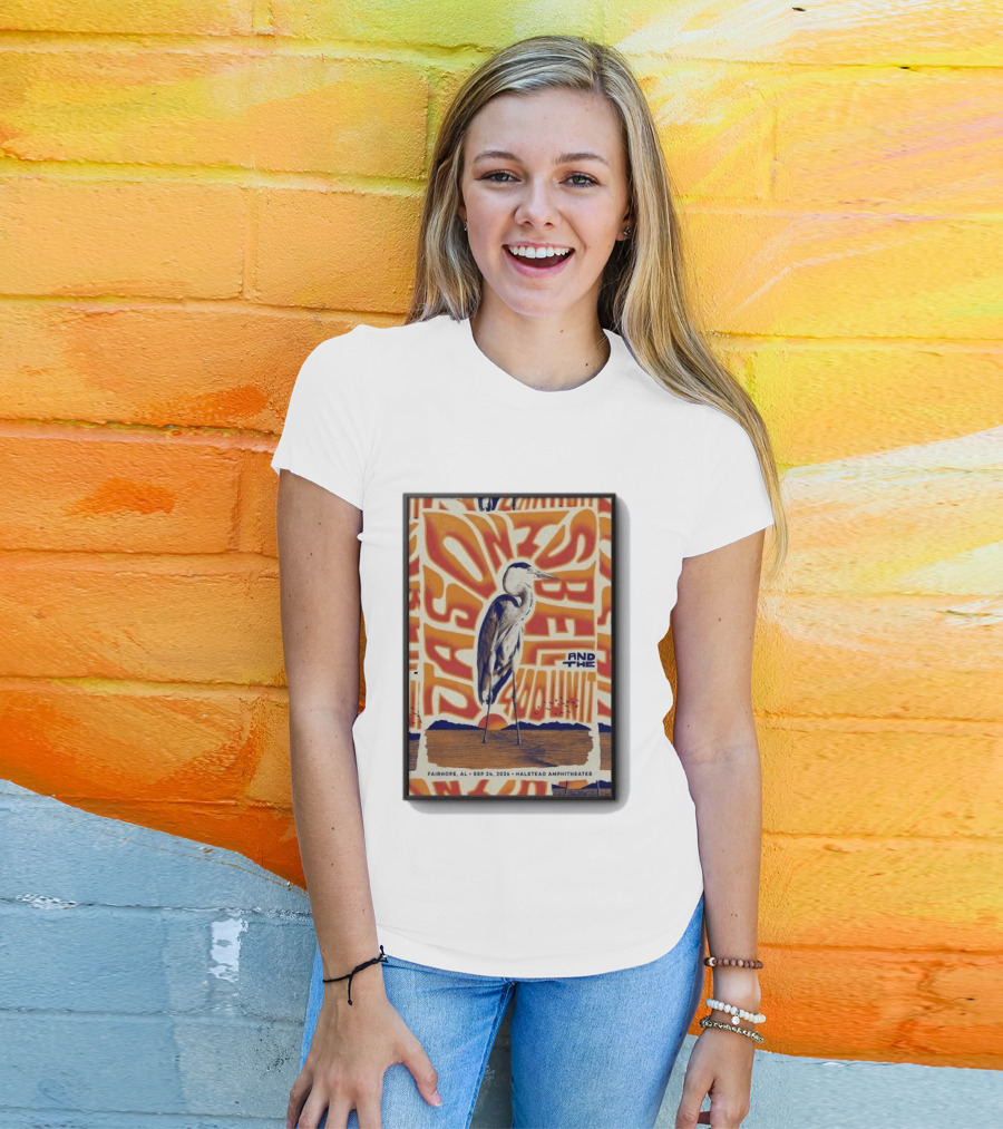 Original Jason Isbell And The 400 Unit September 24 2026 Fairhope AL Halstead Amphitheater Heron T-Shirt