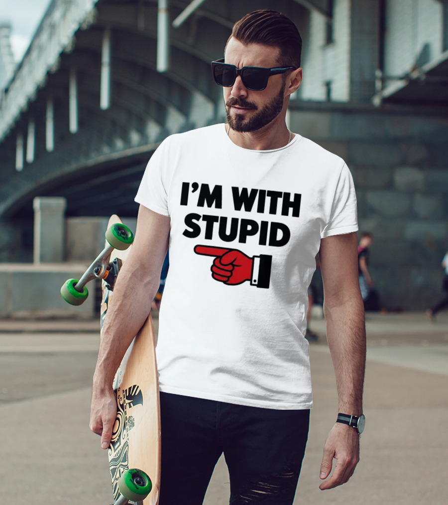 I'm With Stupid Red Foam Finger Gesture T-Shirt