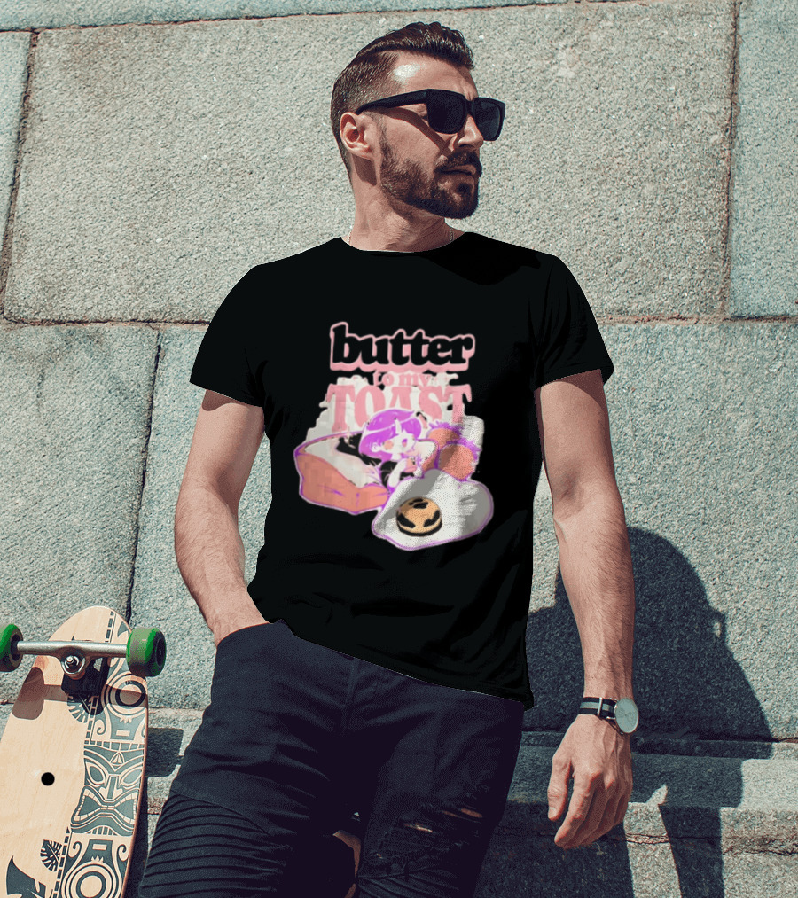 Butter To My Toast Anime Girl Breakfast Toast Strawberries Egg T-Shirt
