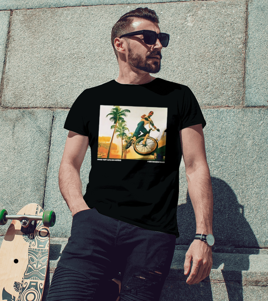 Grand Theft Auto San Andreas Rockstar Games Bicycle Scene T-Shirt