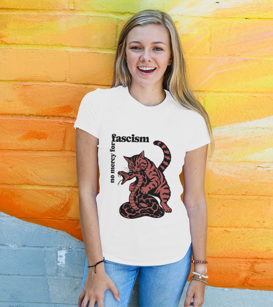 No Mercy For Fascism Cat And Snake T-Shirt