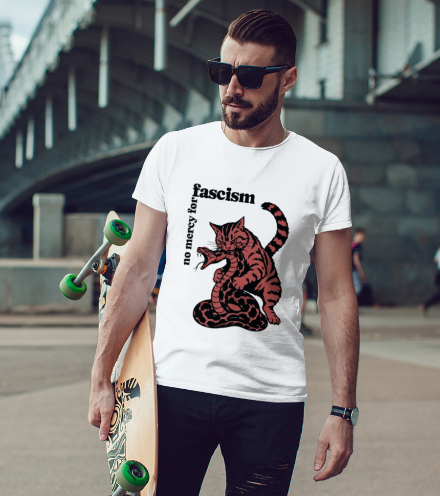 No Mercy For Fascism Cat And Snake T-Shirt
