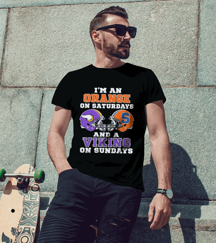 I'm An Orange On Saturdays And A Viking On Sundays Football Helmets T-Shirt