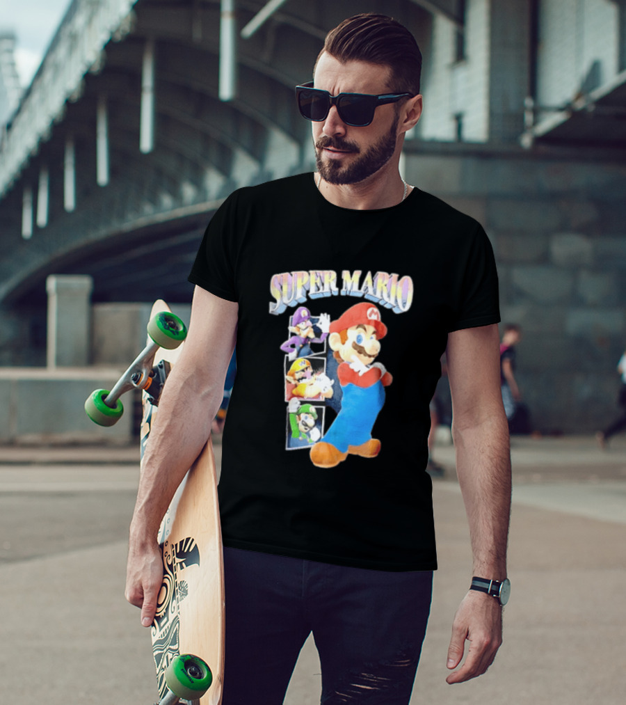 Super Mario With Luigi Wario And Waluigi Characters T-Shirt