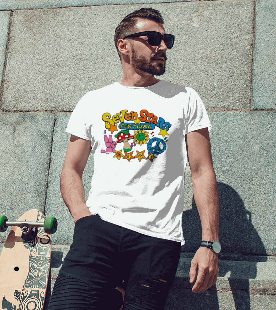 Seven Stars Festival 2026 Peace Mushroom Sun Music T-Shirt
