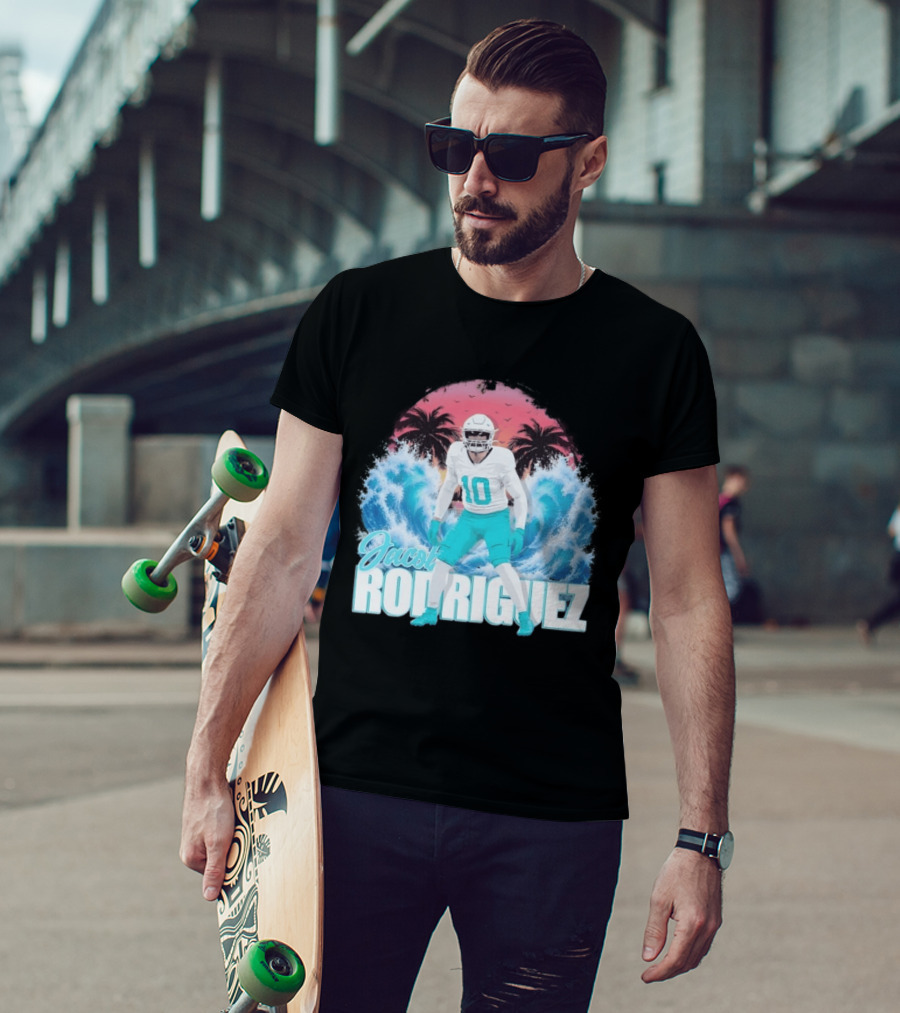 Jacob Rodriguez Miami Dolphins Tidal Wave Football Player Tropical T-Shirt