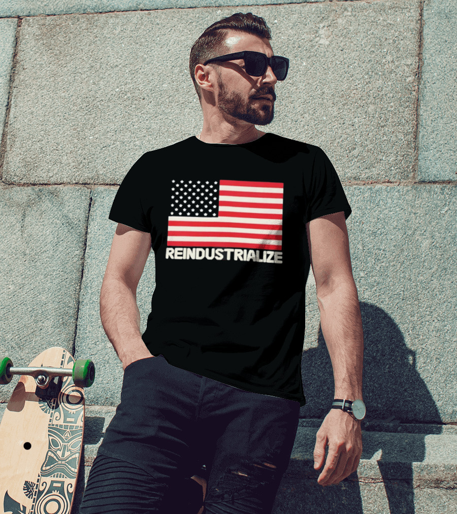 Reindustrialize United States Flag Stars And Stripes T-Shirt