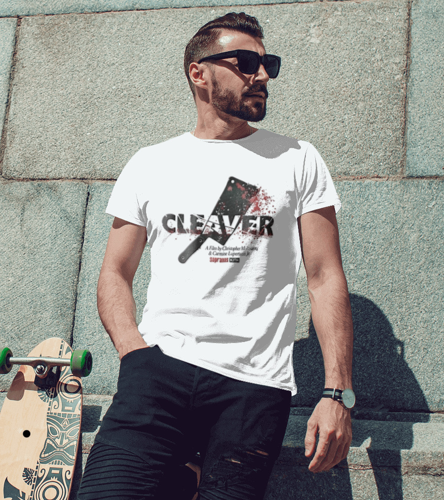 Cleaver A Film By Christopher Moltisanti And Carmine Lupertazzi Jr Sopranos Kith Blood Splatter Cleaver T-Shirt