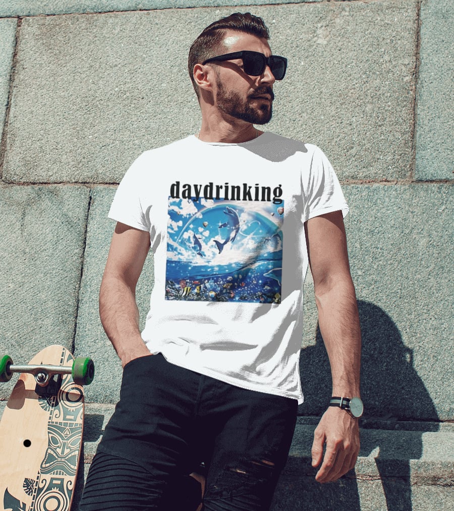 Daydrinking Ocean Dolphins Rainbow And Sea Life Adventure T-Shirt