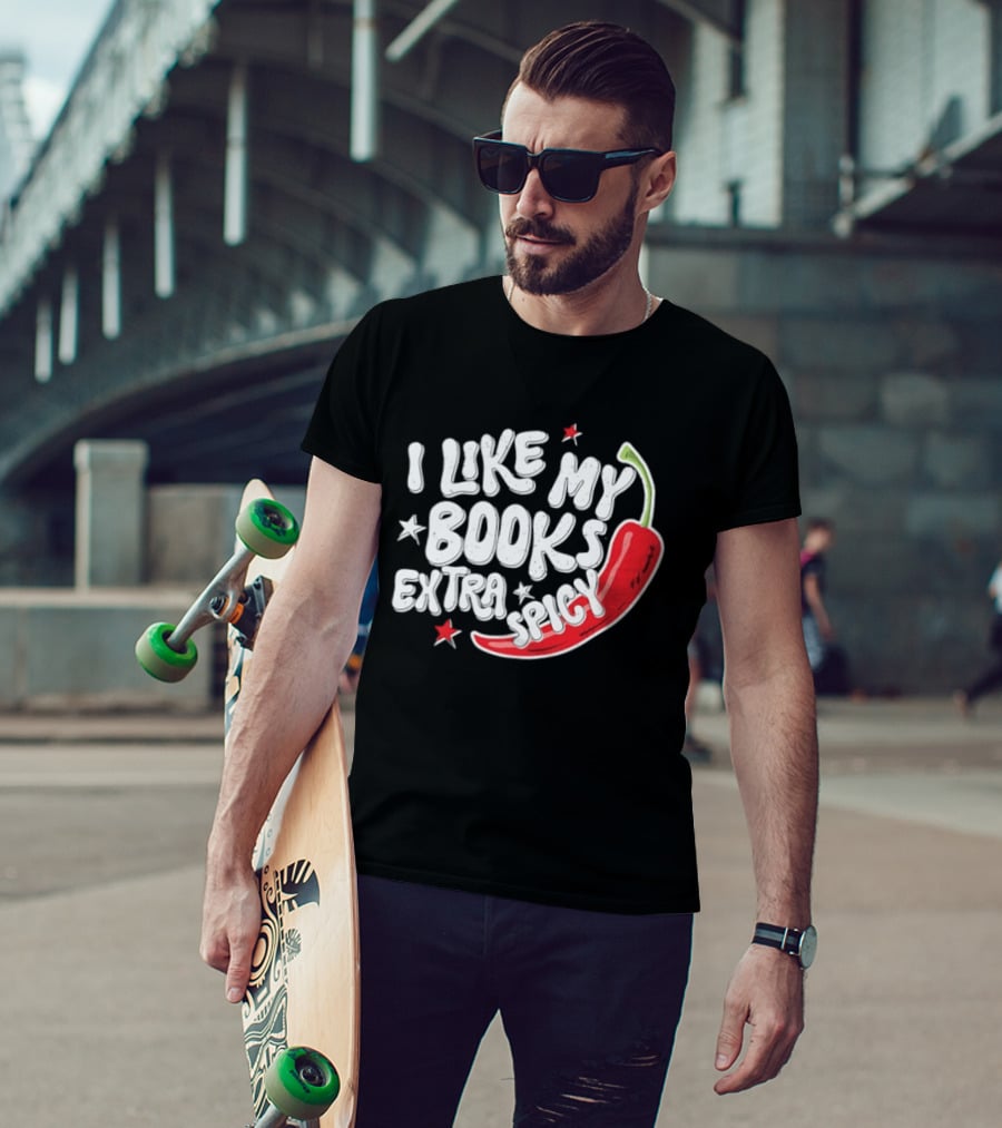 I Like My Books Extra Spicy Pepper Stars T-Shirt