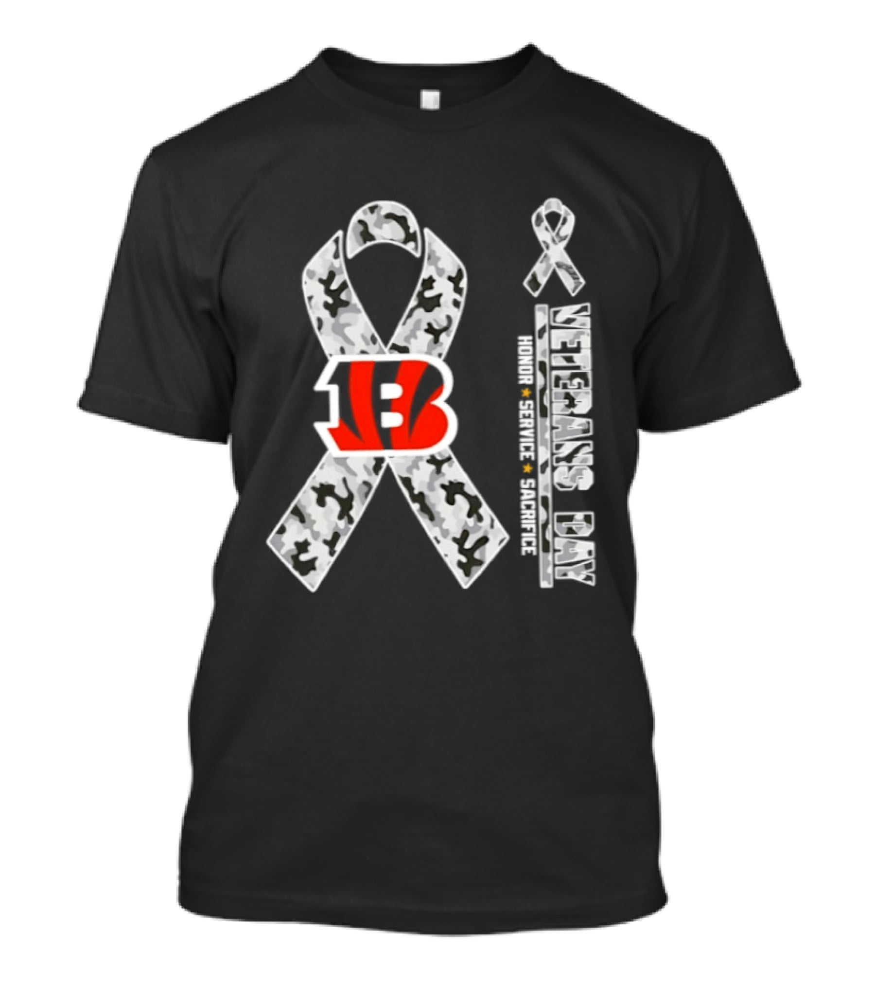 Cincinnati Bengals Veterans Day 2026 Honor Service Sacrifice Camouflage Ribbon T-Shirt