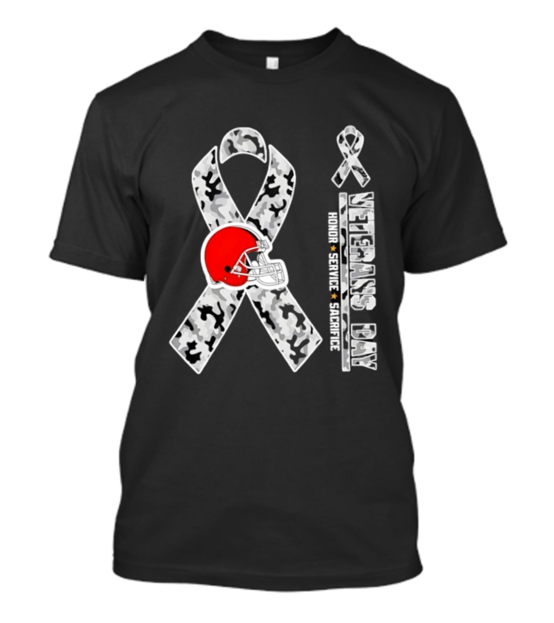 Cleveland Browns Veterans Day 2026 Honor Service Sacrifice Camouflage Ribbon T-Shirt