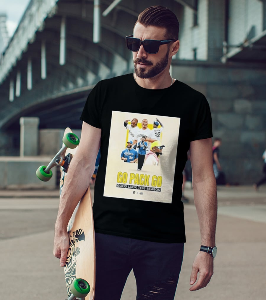 Go Pack Go Brewers Good Luck This Season Packers Sports Collaboration Vintage Vibe T-Shirt