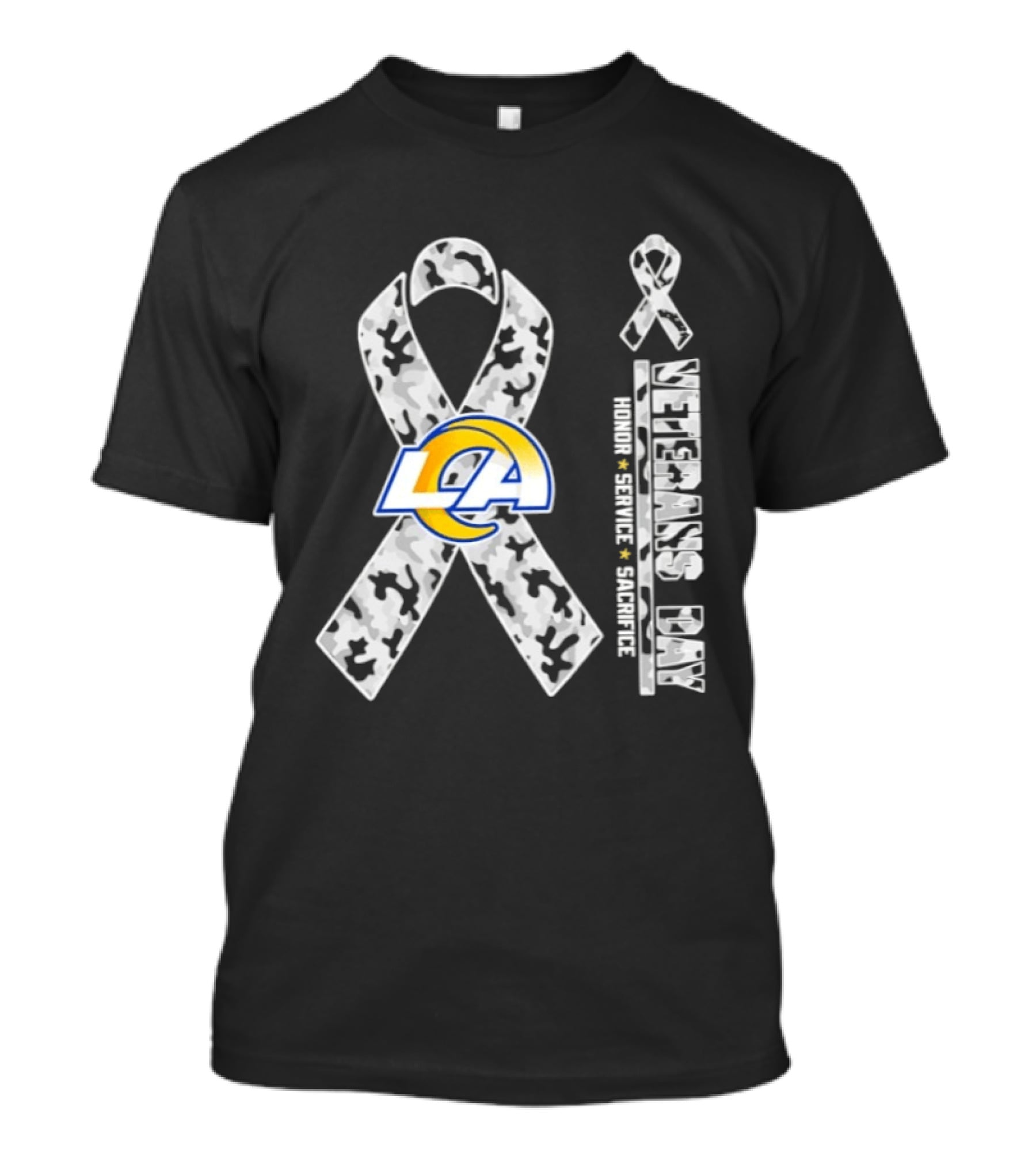 Los Angeles Rams Camouflage Ribbon Veterans Day 2026 Honor Service Sacrifice T-Shirt