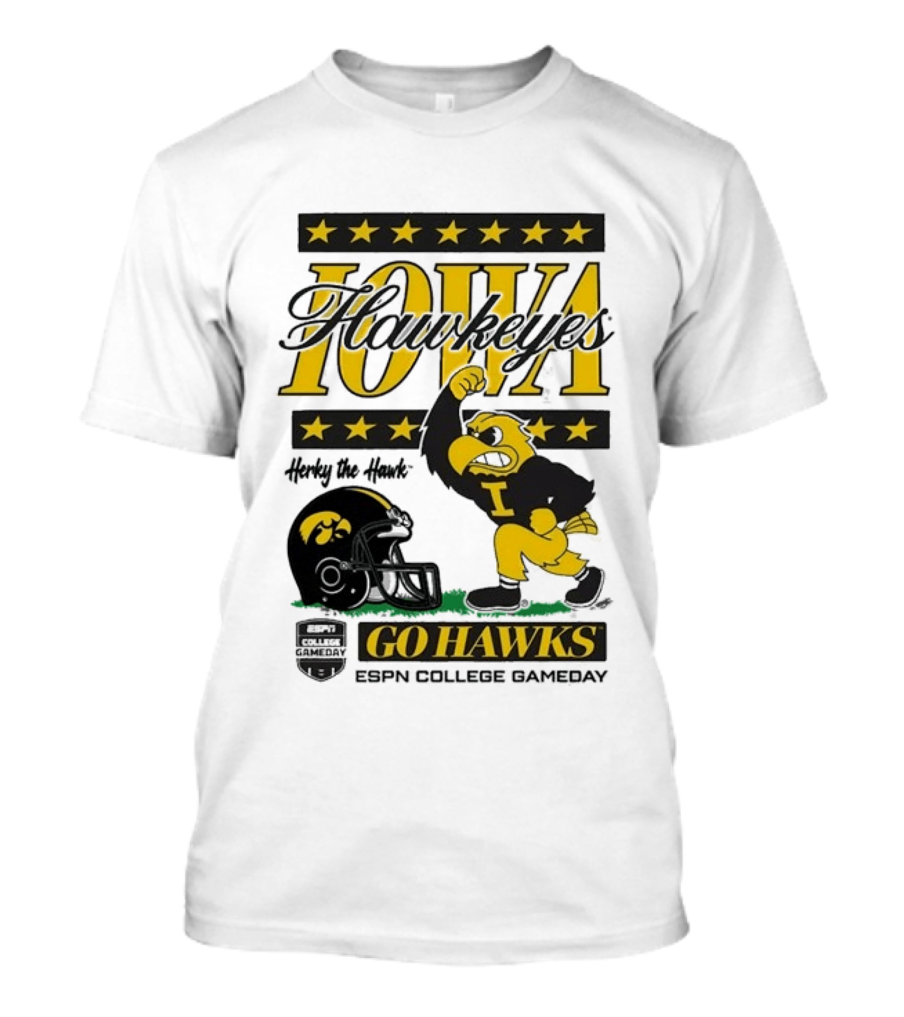 Iowa Hawkeyes Herky The Hawk Go Hawks ESPN College Gameday T-Shirt