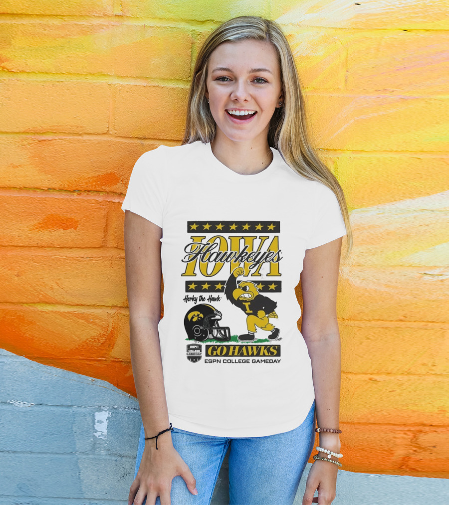 Iowa Hawkeyes Herky The Hawk Go Hawks ESPN College Gameday T-Shirt