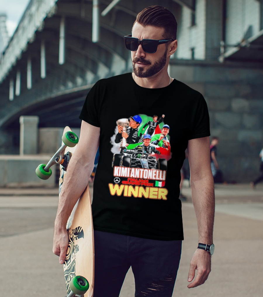 Kimi Antonelli Italian Grand Prix Winner Mercedes Racing Celebration T-Shirt