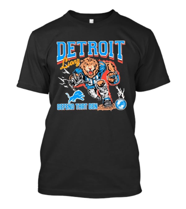 Detroit Lions Defend That Den Football Mascot Roaring Lion Action T-Shirt
