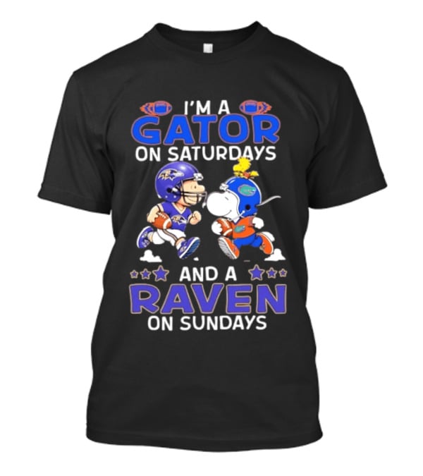 I'm A Gator On Saturdays And A Raven On Sundays Snoopy Charlie Brown Football T-Shirt