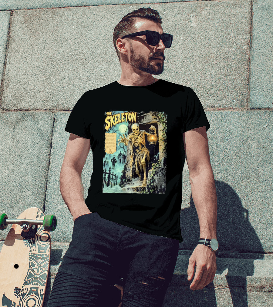 The Skeleton Mors Vincit Omnia Sic Transit Gloria Mundi Lantern Night Scene T-Shirt