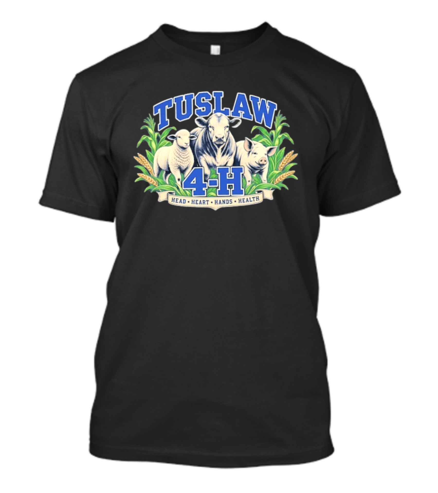 Tuslaw 4 H Head Heart Hands Health Livestock Sheep Cow Pig Wheat T-Shirt