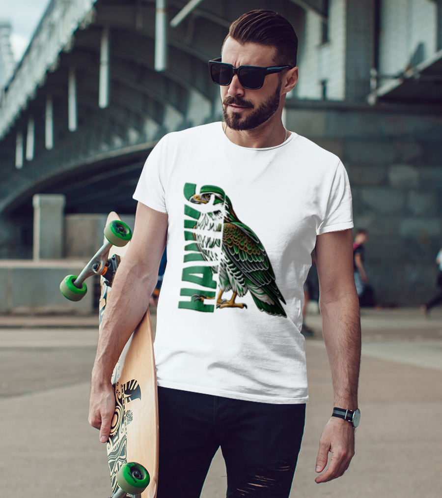 Atlanta Hawks Green Brown Hawk Bird Profile View T-Shirt