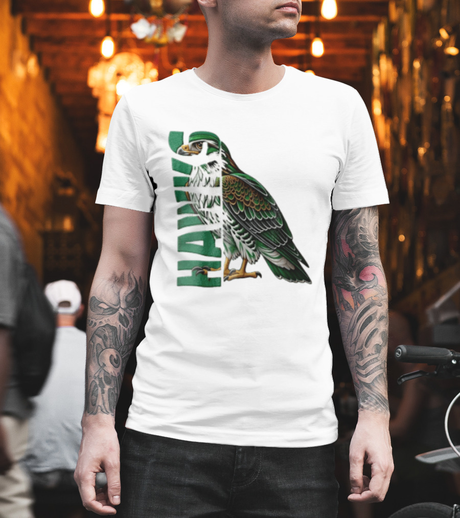 Atlanta Hawks Green Brown Hawk Bird Profile View T-Shirt