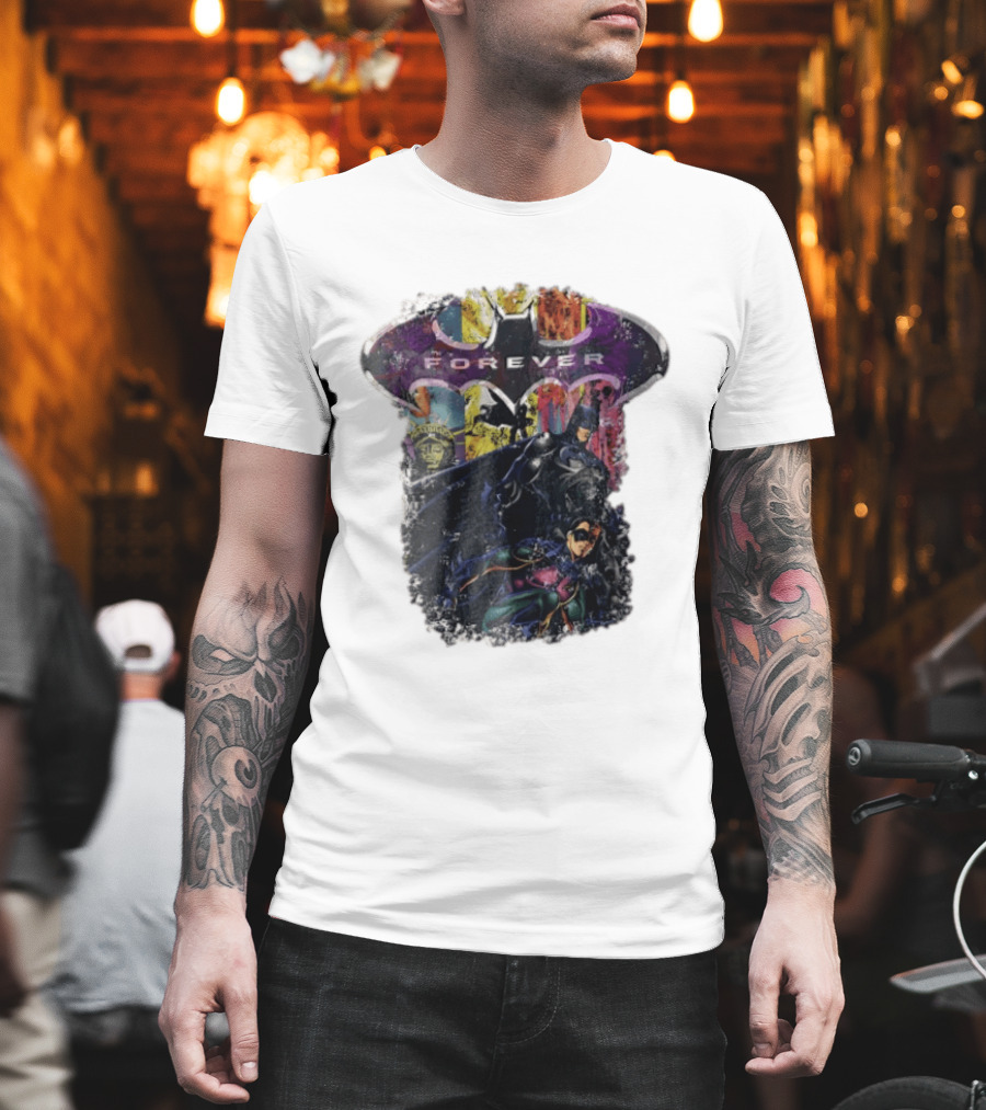 Batman Forever Movie Heroes Art Villains And Allies T-Shirt