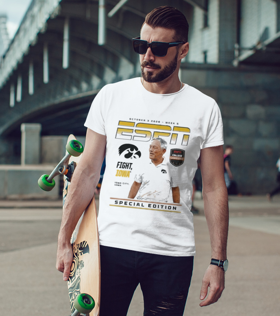 October 3 2026 ESPN College Gameday Kirk Ferentz Fight Iowa Hawkeyes Special Edition Week 5 T-Shirt