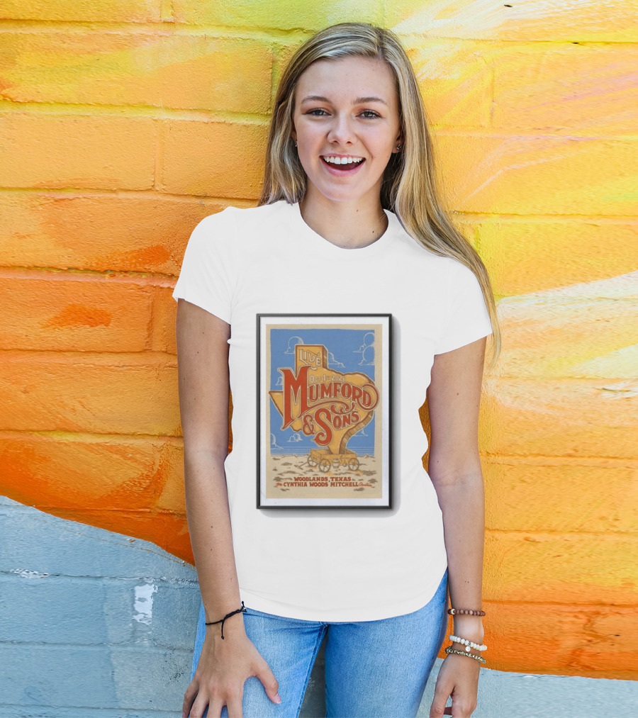Live Mumford And Sons October 1st 2026 Woodlands Texas Cynthia Woods Mitchell Pavilion T-Shirt