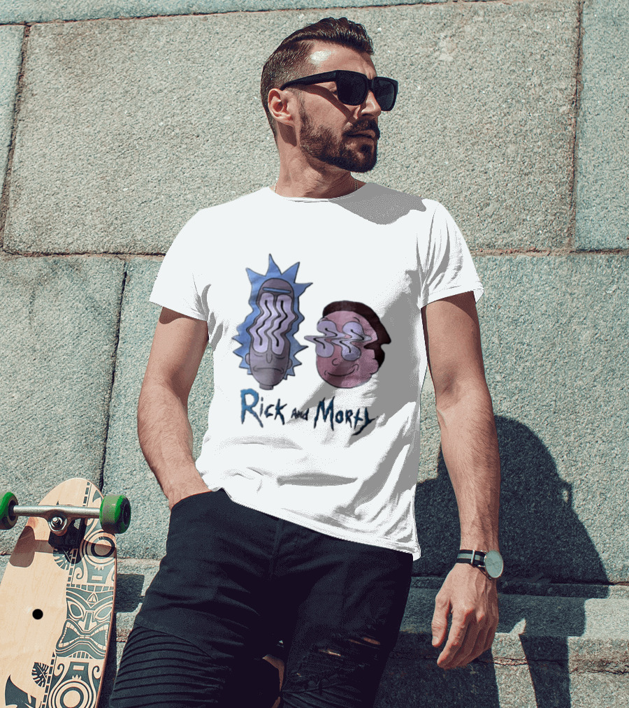 Rick And Morty Sanchez Morty Smith Wavy Face Cartoon T-Shirt