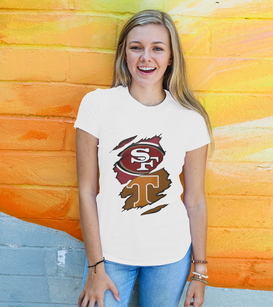San Francisco 49ers Tennessee Volunteers Ripped SF Logos Fusion T-Shirt