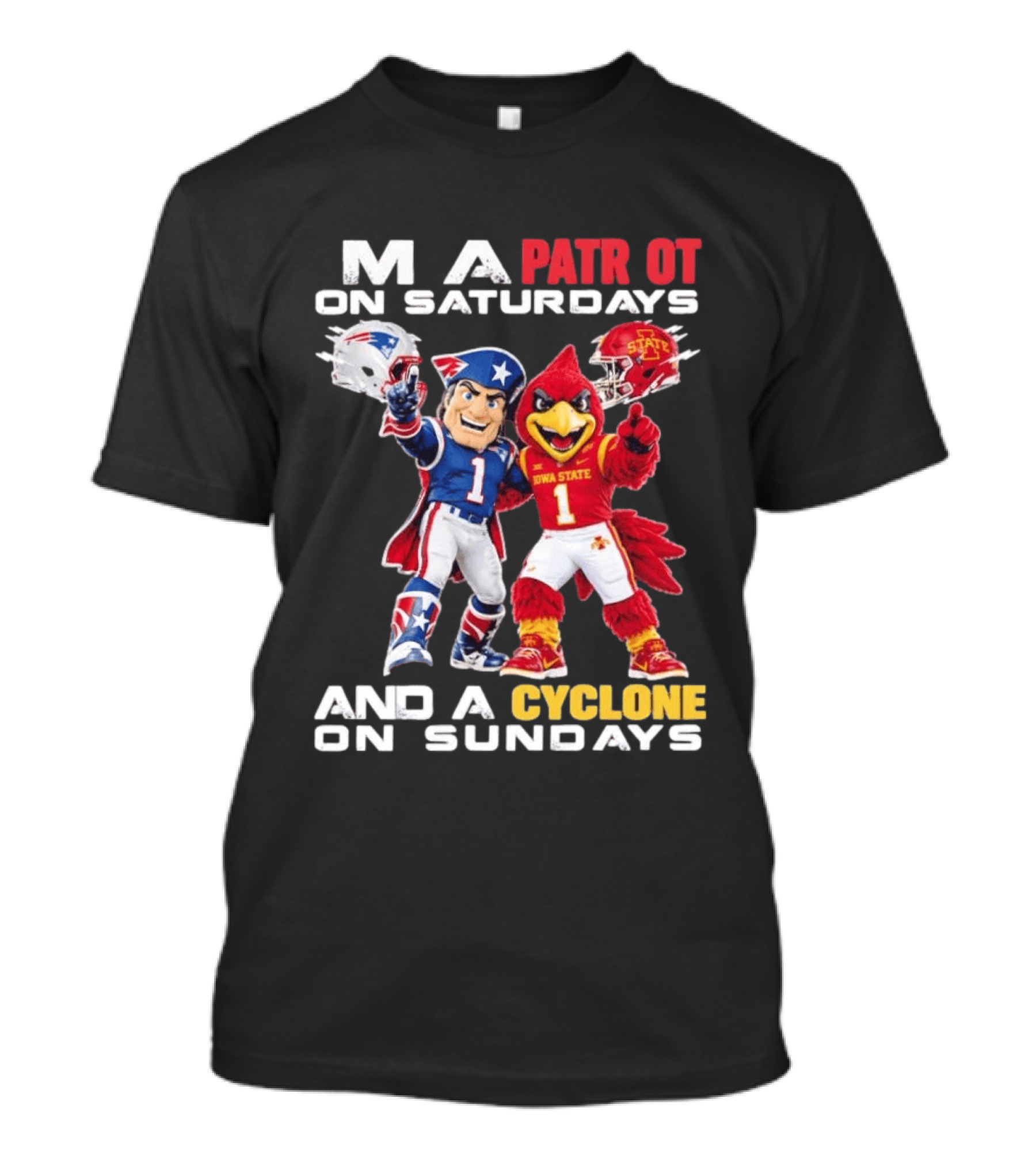 Patriot On Saturdays Cyclone On Sundays Iowa State Football Mascots T-Shirt