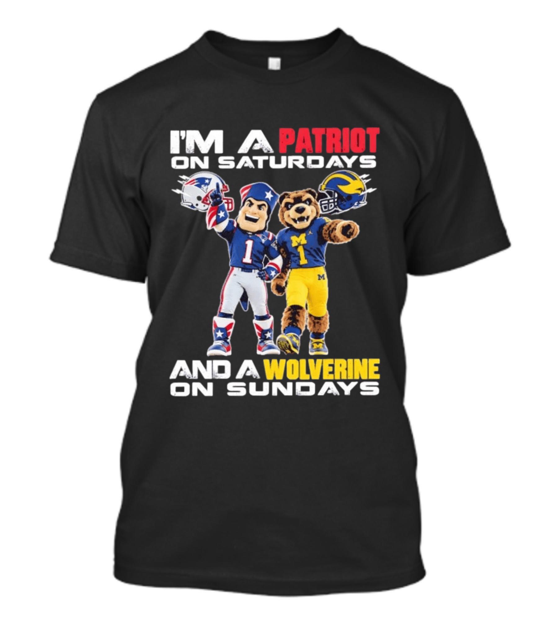 Patriot And Wolverine Football Mascots Saturdays Sundays T-Shirt