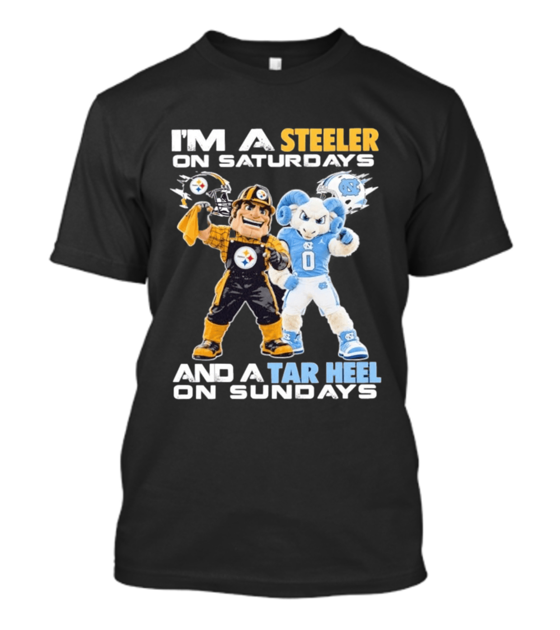 I'm A Steeler On Saturdays And A Tar Heel On Sundays With Mascots T-Shirt