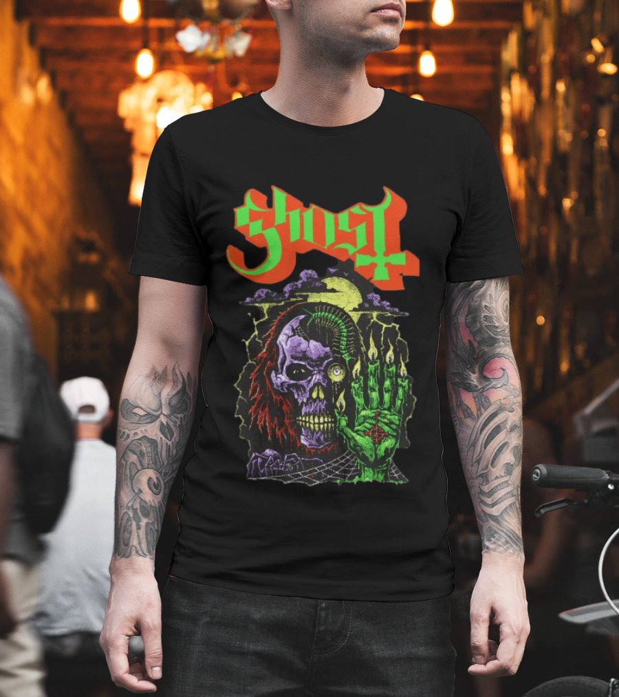 Ghost Store Necromancy Skull Candle Hand T-Shirt